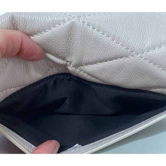 Rebecca Minkoff Quilted Edie Leather Crossbody Bag Convertible Strap Beige/Gold - Picture 6 of 12